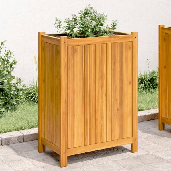 ARDEBO.de - Pflanzkübel mit Einlage 31x31x75 cm Massivholz Akazie