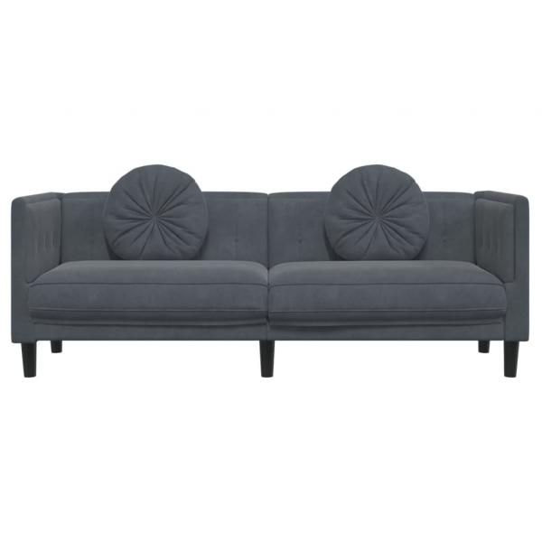 Sofa mit Kissen 3-Sitzer Dunkelgrau Samt