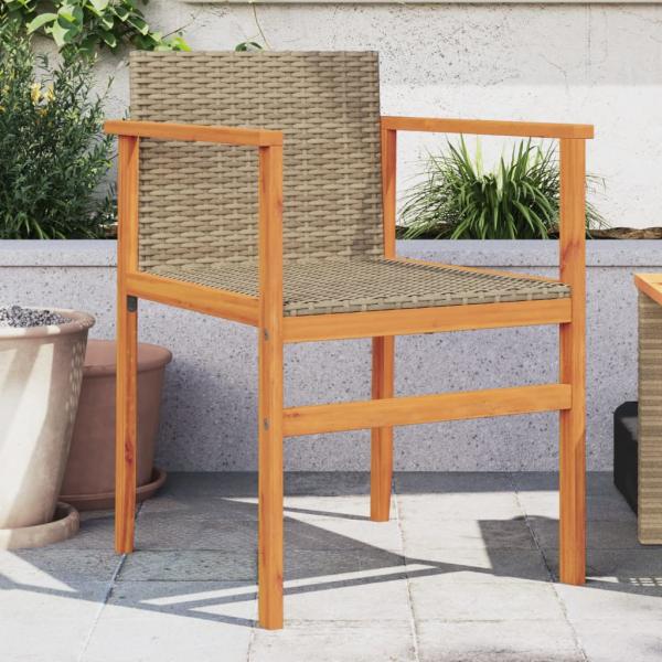 ARDEBO.de - Gartenstühle 2 Stk. Beige Poly Rattan und Massivholz