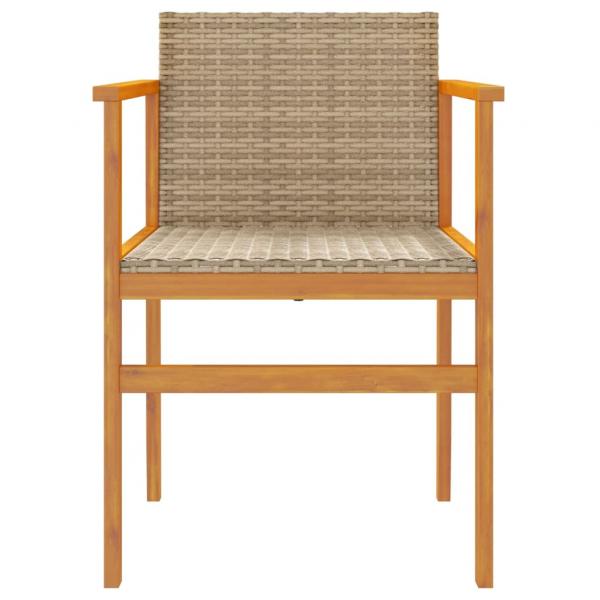 Gartenstühle 2 Stk. Beige Poly Rattan und Massivholz