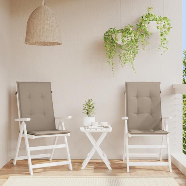 ARDEBO.de - Gartenstuhlauflagen für Hochlehner 2Stk. Taupe 120x50x3cm Stoff