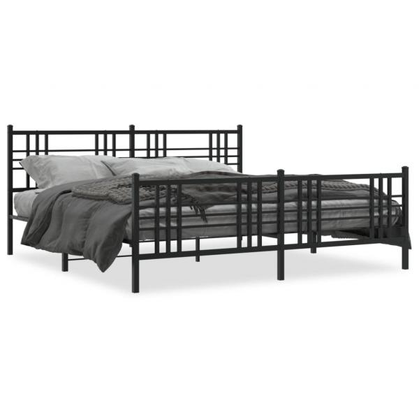 ARDEBO.de - Bettgestell mit Kopf- und Fußteil Metall Schwarz 193x203 cm