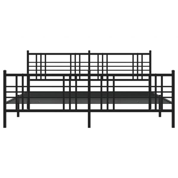 Bettgestell mit Kopf- und Fußteil Metall Schwarz 193x203 cm