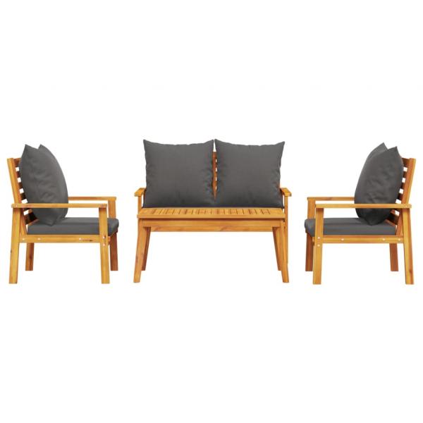 4-tlg. Garten-Lounge-Set mit Kissen Massivholz Akazie