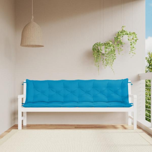 ARDEBO.de - Gartenbank-Auflagen 2 Stk. Hellblau 200x50x7 cm Oxford-Gewebe