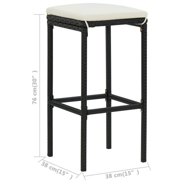 4-tlg. Gartenbar-Set mit Kissen Schwarz