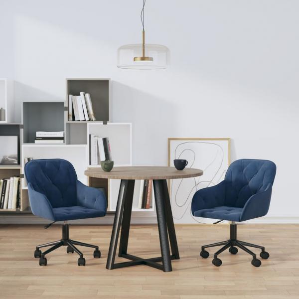 ARDEBO.de - Esszimmerstühle 2 Stk. Drehbar Blau Samt
