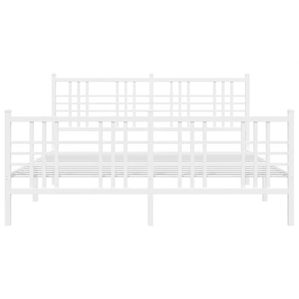 Bettgestell mit Kopf- und Fußteil Metall Weiß 160x200 cm