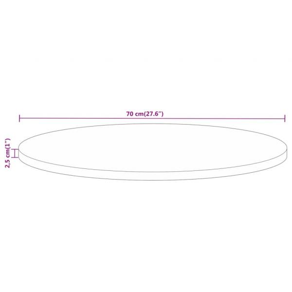 Tischplatte Ø 70x2,5 cm Rund Altholz Massiv