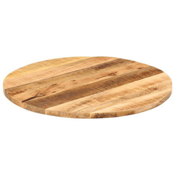 Tischplatte Ø 80x1,5 cm Rund Raues Massives Mangoholz