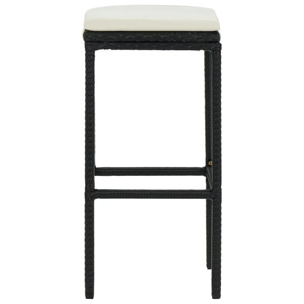 Barhocker mit Kissen 3 Stk. Schwarz Poly Rattan