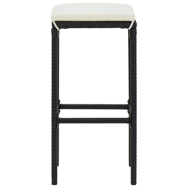 Barhocker mit Kissen 3 Stk. Schwarz Poly Rattan