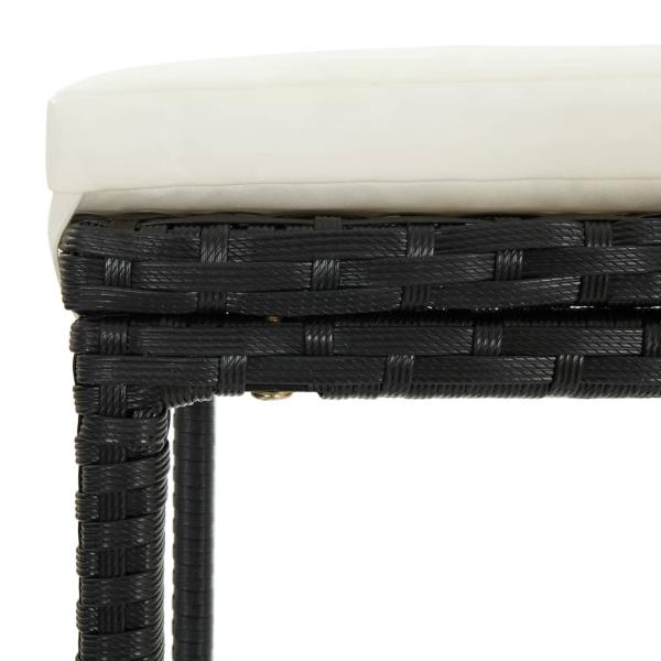 Barhocker mit Kissen 3 Stk. Schwarz Poly Rattan