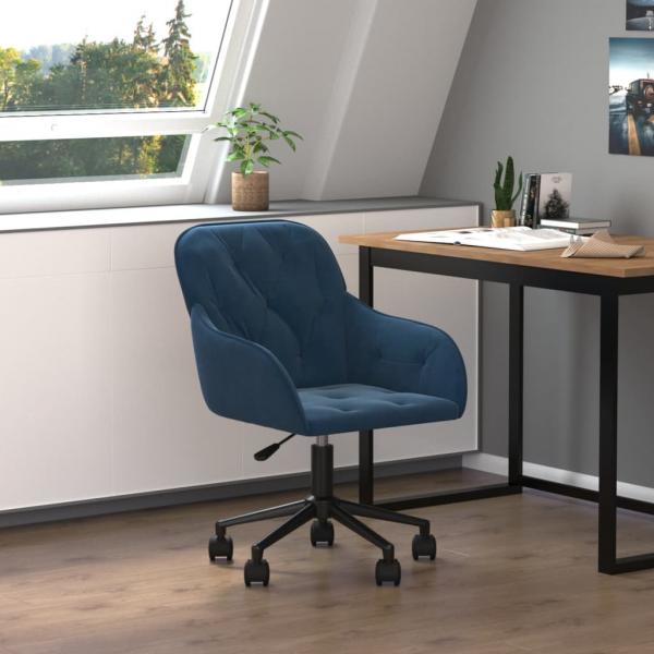 ARDEBO.de - Bürostuhl Drehbar Blau Samt