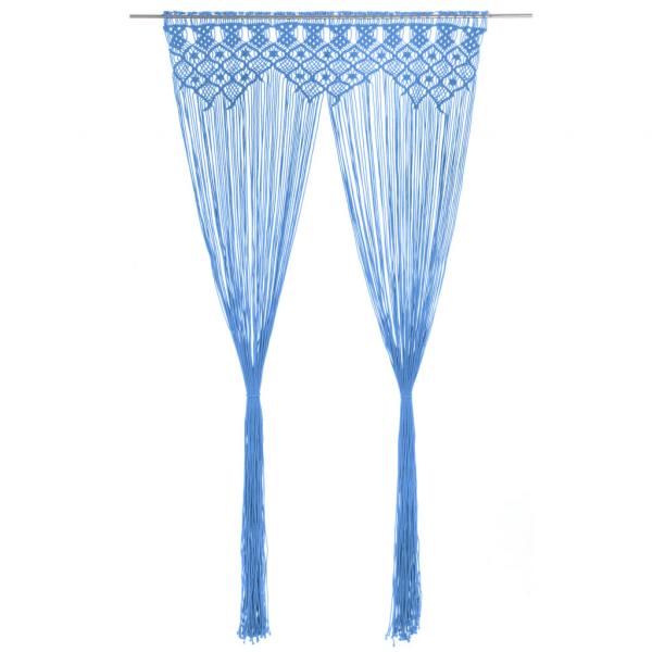 ARDEBO.de - Makramee Vorhang Blau 140x240 cm Baumwolle