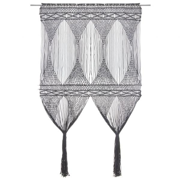 ARDEBO.de - Makramee Vorhang Anthrazit 140x240 cm Baumwolle