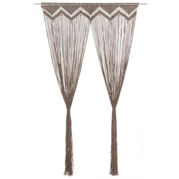 ARDEBO.de - Makramee Vorhang Taupe 140x240 cm Baumwolle