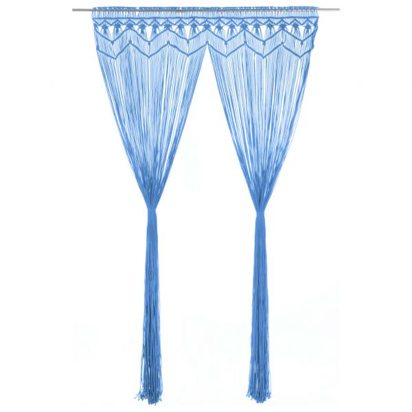 ARDEBO.de - Makramee Vorhang Blau 140x240 cm Baumwolle