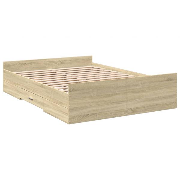 Bettgestell mit Schubladen Sonoma-Eiche 140x190cm Holzwerkstoff