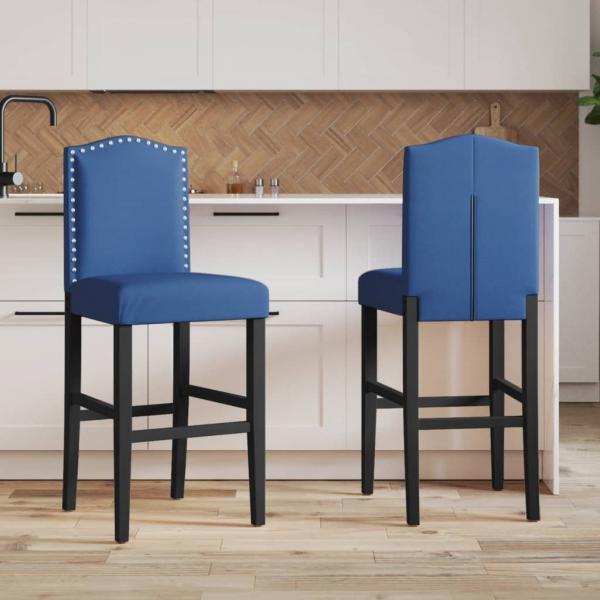 ARDEBO.de - Barstühle 2 Stk. Massivholz Gummibaum und Stoff