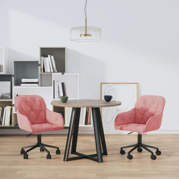 ARDEBO.de - Esszimmerstühle 2 Stk. Drehbar Rosa Samt