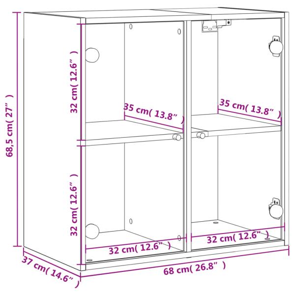 Wandschrank mit Glastüren Sonoma-Eiche 68x37x68,5 cm