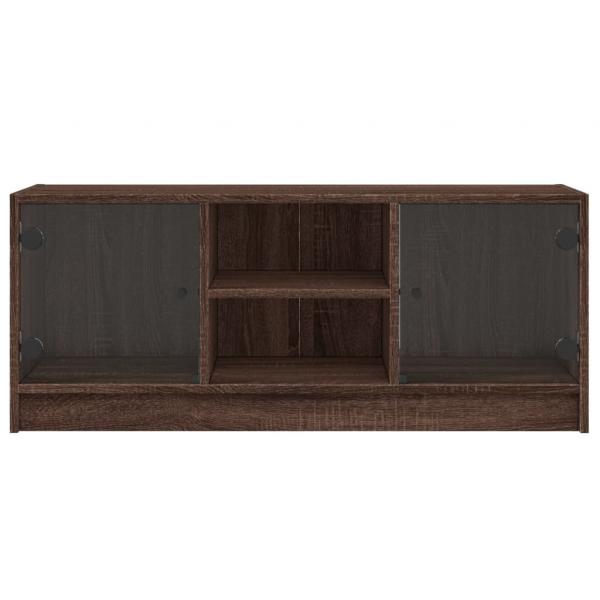 TV-Schrank mit Glastüren Braun Eichen-Optik 102x37x42 cm