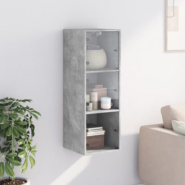 Wandschrank mit Glastüren Betongrau 35x37x100 cm