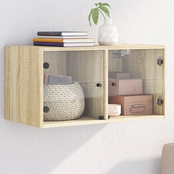 ARDEBO.de - Wandschrank mit Glastüren Sonoma-Eiche 68,5x37x35 cm