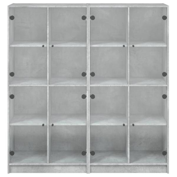 Bücherschrank mit Türen Betongrau 136x37x142 cm Holzwerkstoff