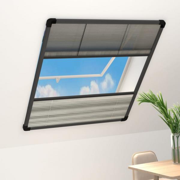 ARDEBO.de - Insektenschutz-Plissee für Fenster Alu 80x100 cm mit Jalousie