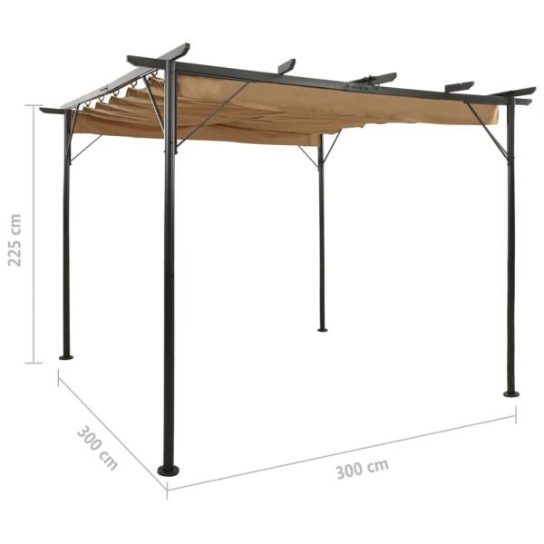 Pergola mit Ausziehbarem Dach Taupe 3x3 m Stahl 180 g/m²