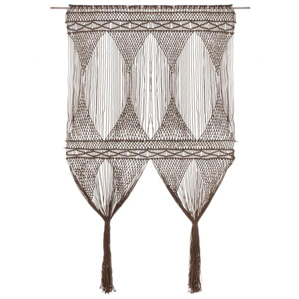 ARDEBO.de - Makramee Vorhang Taupe 140x240 cm Baumwolle