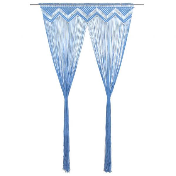 ARDEBO.de - Makramee Vorhang Blau 140x240 cm Baumwolle
