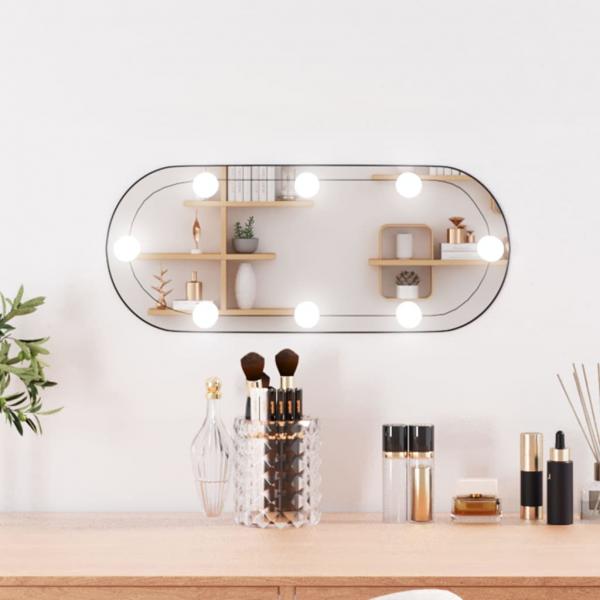 ARDEBO.de - Wandspiegel mit LED-Leuchten 20x50 cm Glas Oval