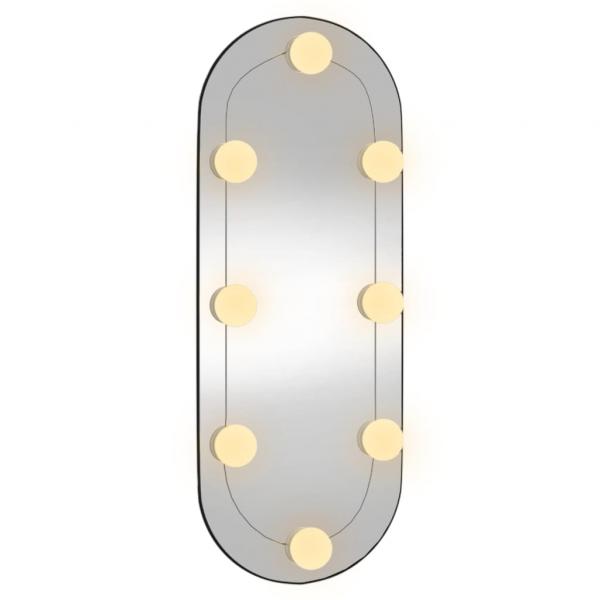 Wandspiegel mit LED-Leuchten 20x50 cm Glas Oval