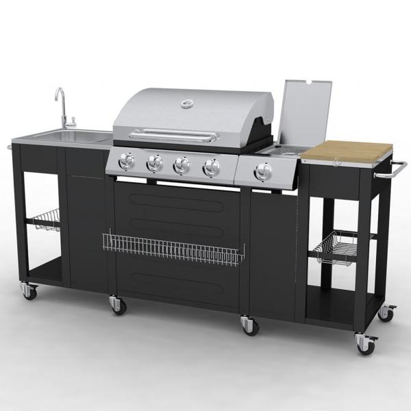 ARDEBO.de - Gasgrill mit 4+1 Flammen Schwarz