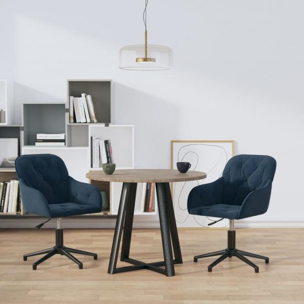 ARDEBO.de - Esszimmerstühle 2 Stk. Drehbar Blau Samt