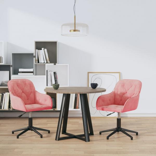ARDEBO.de - Esszimmerstühle 2 Stk. Drehbar Rosa Samt