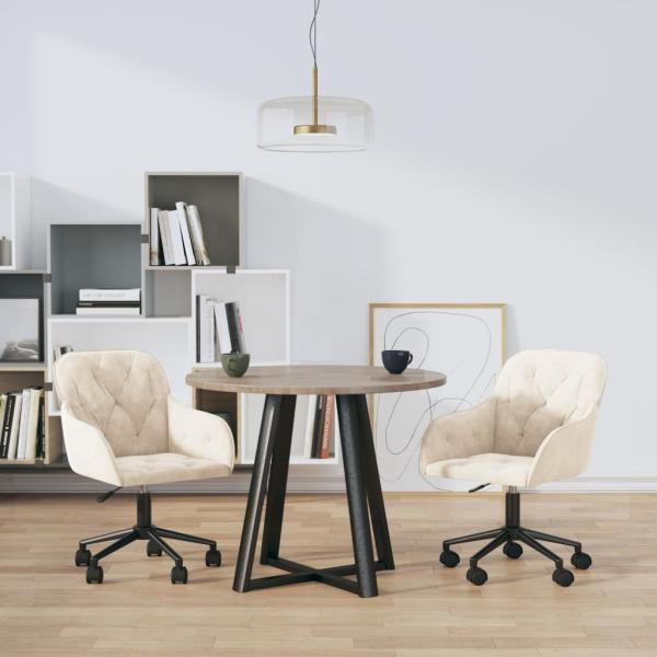 ARDEBO.de - Esszimmerstühle 2 Stk. Drehbar Creme Samt