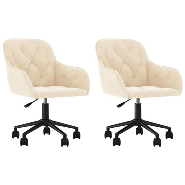 Esszimmerstühle 2 Stk. Drehbar Creme Samt
