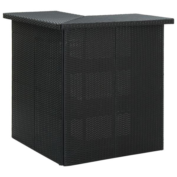 4-tlg. Gartenbar-Set mit Kissen Poly Rattan Schwarz