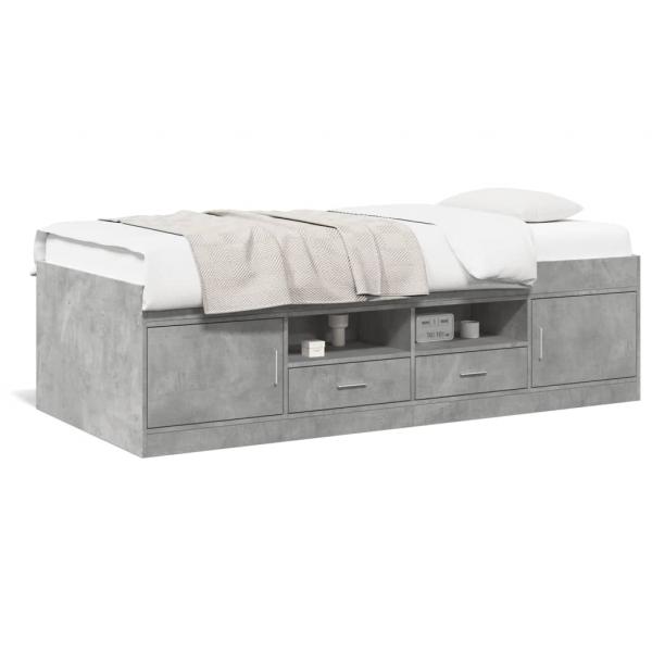 ARDEBO.de - Tagesbett mit Schubladen Betongrau 75x190 cm Holzwerkstoff