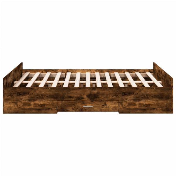 Bettgestell mit Schubladen Räuchereiche 140x190cm Holzwerkstoff