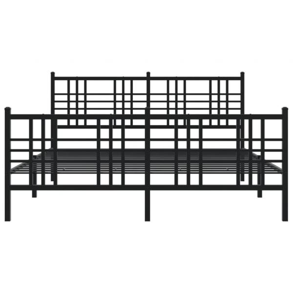 Bettgestell mit Kopf- und Fußteil Metall Schwarz 150x200 cm