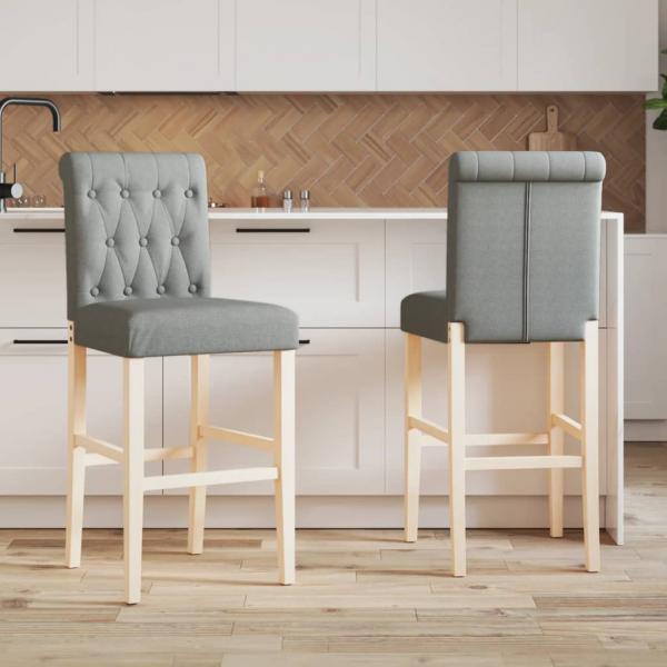 ARDEBO.de - Barstühle 2 Stk. Massivholz Gummibaum und Stoff