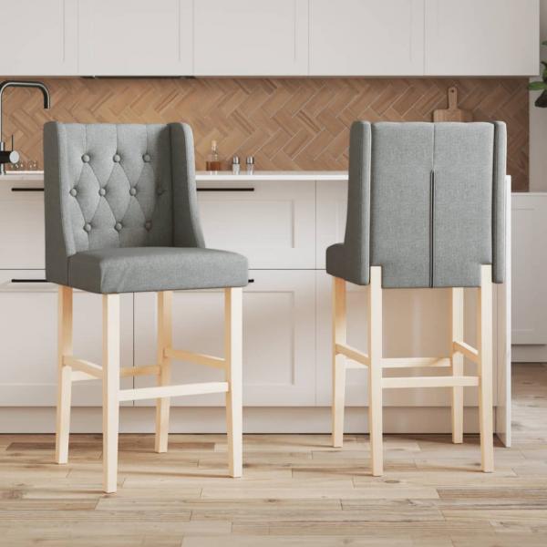 ARDEBO.de - Barstühle 2 Stk. Massivholz Gummibaum und Stoff