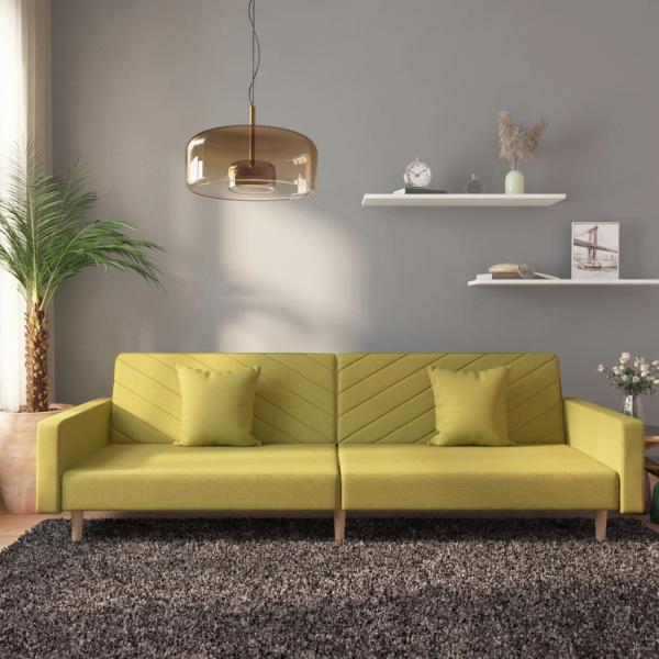 ARDEBO.de - Schlafsofa 2-Sitzer mit 2 Kissen Grün Stoff