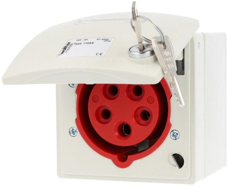 WALTHER 116AS CEE-MONDO Wandsteckdose 16A 5P 400V