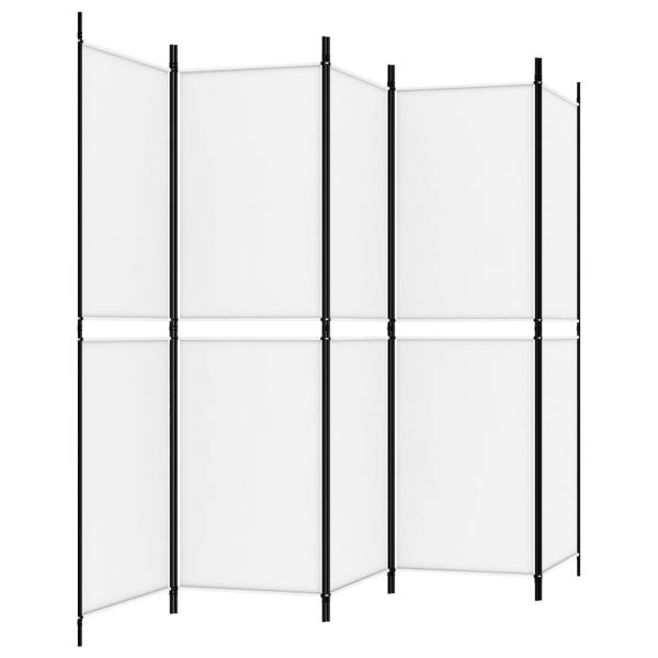 5-tlg. Paravent Weiß 250x180 cm Stoff